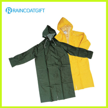 PVC Polyester Long Sleeve Men′s Raincoat